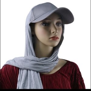 Sports Jersey Hijab/Scarf Attached With Baseball Cap Excellent for Summer- Grey